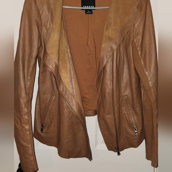 Trouve Brown Genuine Leather Asymmetrical Jacket - Picture 9 of 11